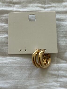 Gold plated  medium size Hoop Huggie Earrings - Women Jewelry